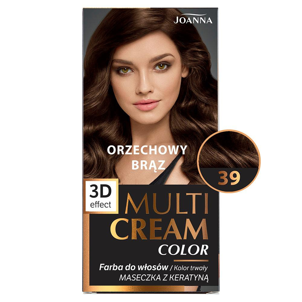 Joanna Multi Cream Color Farba do Włosów z Efektem 3D z Długotrwałym Efektem Nr 39 Orzechowy Brąz 1 Sztuka