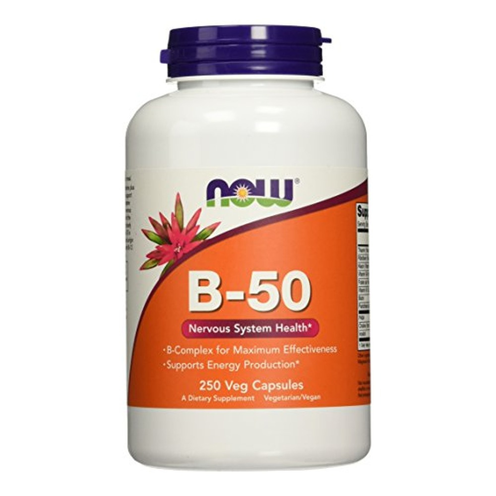 NOW Foods Vitamin B-50 B-Complex Vitamins For Energy Support 250 Vcaps