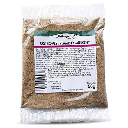 Herbapol Ground Milk Thistle Liver Digestion Work Support 50g Best Before 30.06.26