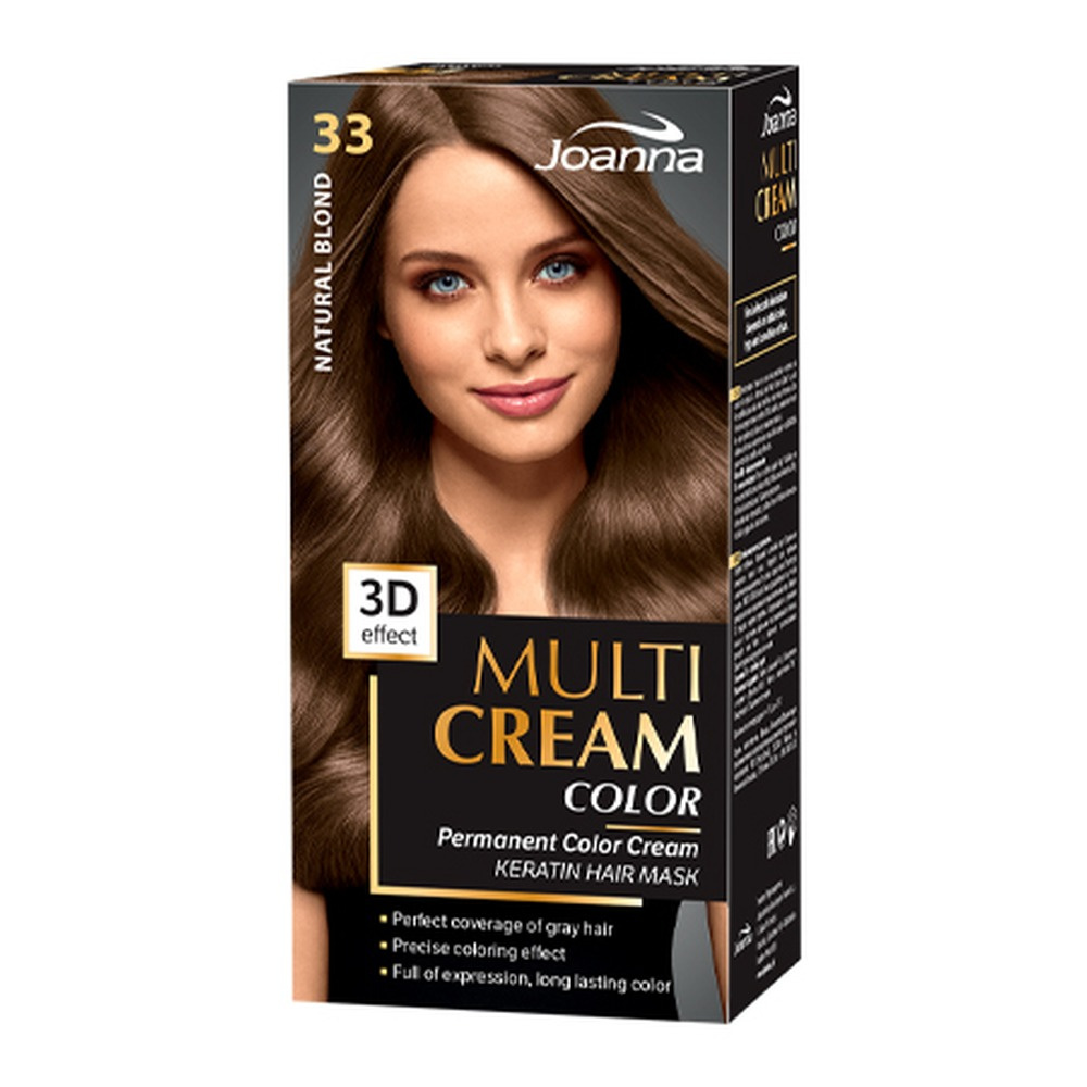 Joanna Multi Cream Color Farba do Włosów z Efektem 3D z Długotrwałym Efektem Nr 33 Naturalny Blond 1 Sztuka