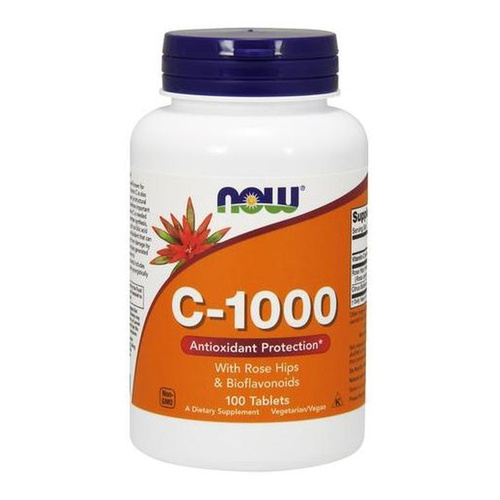 Now Foods Vitamin C-1000 Dzika Róża + Bioflawonoidy Wspiera Układ Odpornościowy i Nerwowy 100 Tabletek