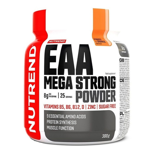 Nutrend EAA Mega Strong Powder A Mix of Essential Amino Acids For Regeneration and Muscle Support Mango Orange 300g