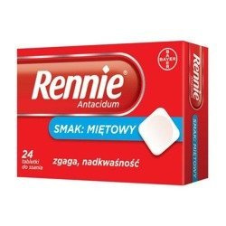 Rennie Antacidum, 680 mg + 80 mg, lozenges, mint flavour, 24pcs