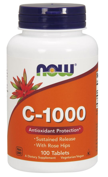 NOW Foods Witamina C-1000 z Dziką Różą o Przedłużonym Uwalnianiu Na Wsparcie Odporności 100 Tabletek