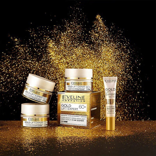 Eveline Gold Lift Expert Luksusowy Odmładzający Krem-Serum z 24k Złotem 60+ na Dzień i na Noc 50ml