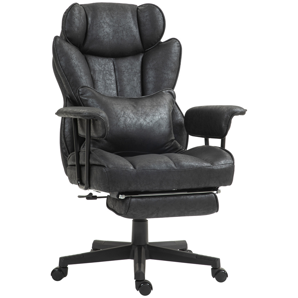 HOMCOM Executive Office Chair, Ergonomic Desk Chair with Foot Rest, Lumbar Support, Reclining Function and Wide Seat, Black