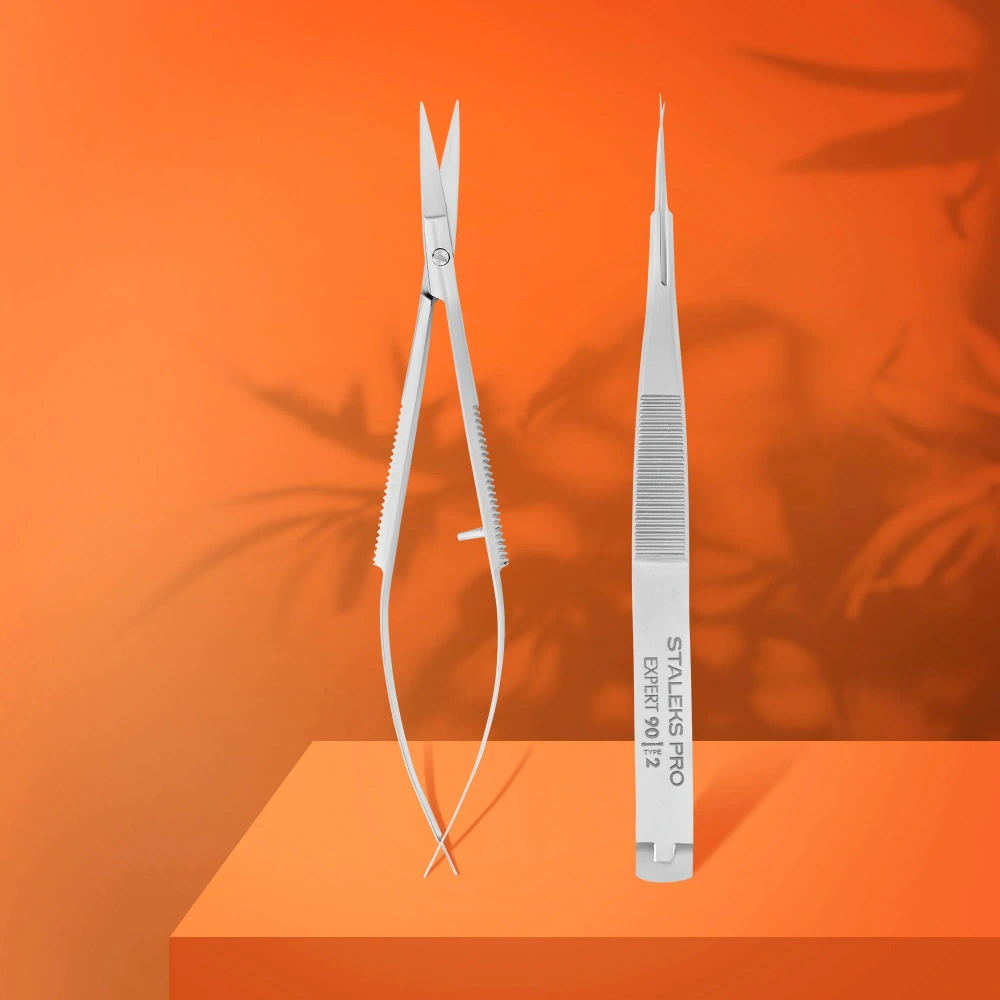 Staleks Pro Expert Professional Micro-Scissors for Eyebrow Modeling EXPERT 90 TYPE 2 1 Piece