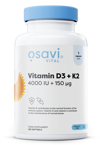 Osavi Witamina D3 + K2 4000 IU + 150 mcg na Odporność i Zdrowe Kości 120 Kapsułek