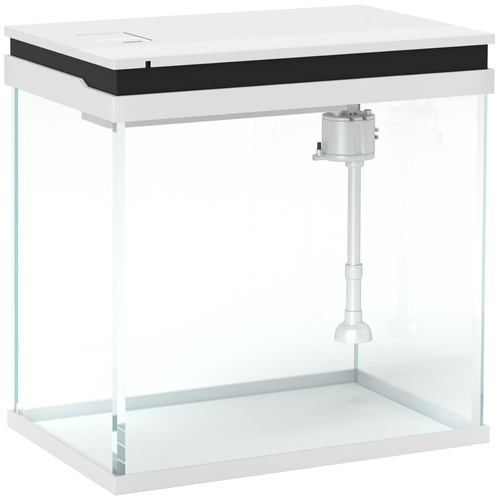 PawHut 26L Glass Fish Tank With Filter System, LED Lights, Water Pump, White