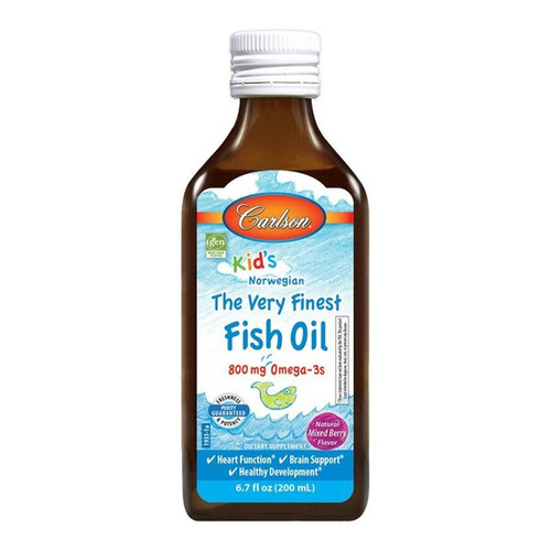 Carlson Labs Kid's The Very Finest Fish Oil Płyn omega-3, 800mg Naturalne Owoce Jagodowe 200ml