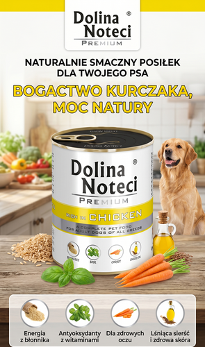 Dolina Noteci Premium Mokra Karma z kurczakiem dla Dorosłych Psów Wszystkich Ras 800g