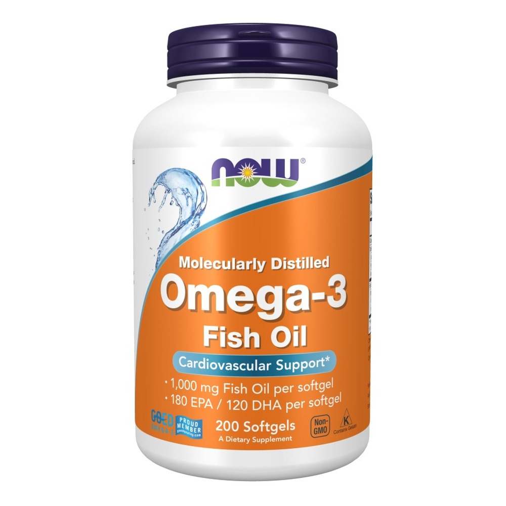 Now Foods Omega-3 Fish Oil Molecularly Distilled 200 Softgels