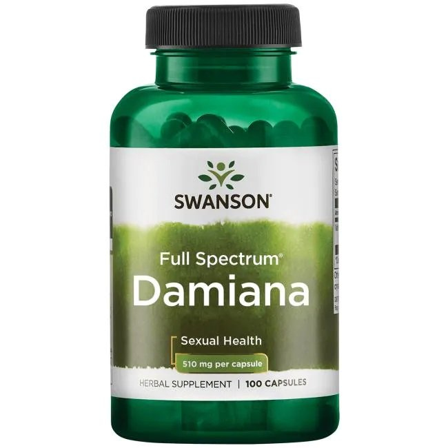 Swanson Damiana 510mg Wspomaga Układ Trawienny i Moczowy 100 Kapsułek