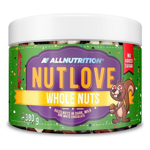 Allnutrition Nutlove Whole Nuts Hazelnuts in Dark Milk and White Chocolate 300g