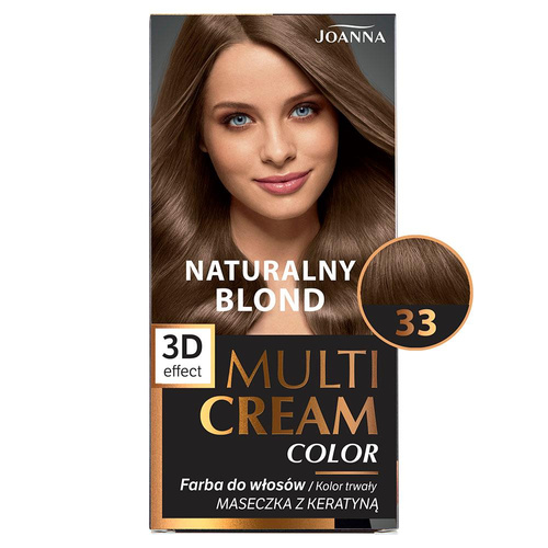 Joanna Multi Cream Color 3D Effect Hair Dye with Long-Lasting Effect No. 33 Natural Blonde 1 Piece