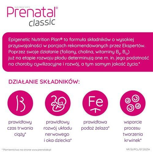 Prenatal Classic Laktoferyna dla Kobiet w Ciąży 90 Tabletek Best Before 31.03.26