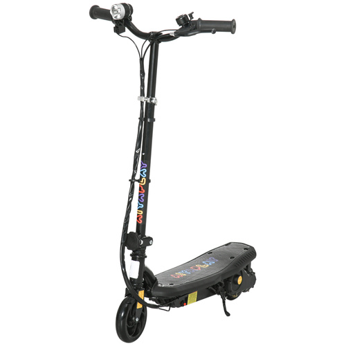 HOMCOM Foldable Electric Scooter, with LED Lights, for Ages 7-14 Years, Black