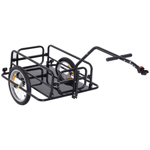 HOMCOM Bike Cargo Trailer Bicycle Trailer Cargo Storage Cart w/ Hitch Cycling Camping Luggage Storage Carrier Transport Steel Black