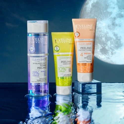 Eveline Face Therapy Professional Clean Shot 8% AHA Complex AHA BHA PHA Smoothing Tonic-Peeling for all Skin Types 200ml