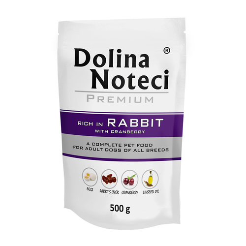 Dolina Noteci Premium Mokra Karma z Królikiem i Żurawiną dla Dorosłych Psów Wszystkich Ras 500g