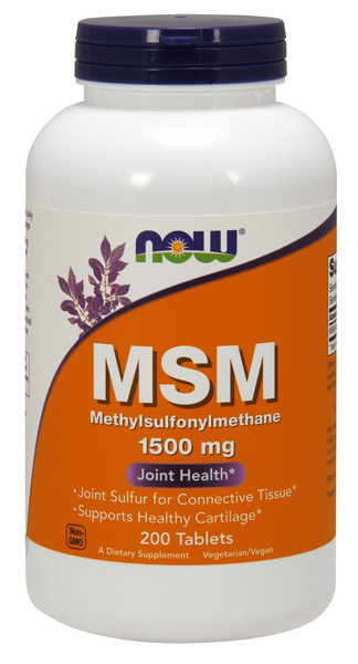 Now Foods MSM Methylsulphonylmethane 1500mg Wspiera Zdrowie Chrząstki 200 Tabletek