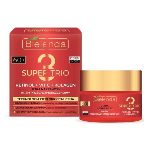 Bielenda Super Trio Retinol Vit C Collagen Ultra Repairing Anti-Wrinkle Cream 60+ for Day and Night 50ml