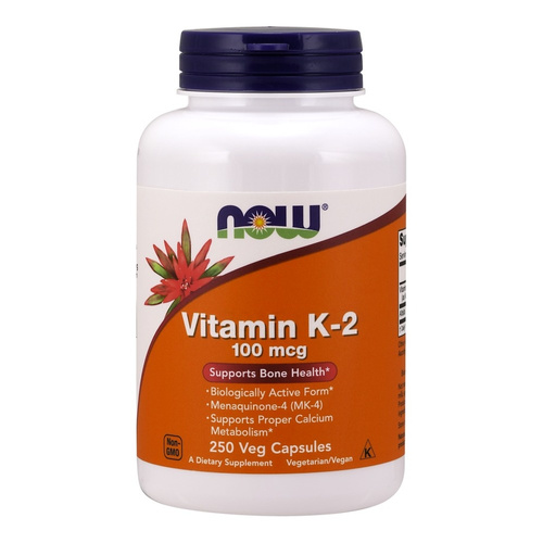 NOW Foods Witamina K-2 100mcg Na Zdrowe Kości i Metabolizm Wapnia 250 Kapsułek