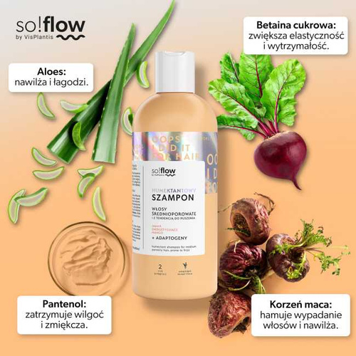 So!Flow Humektantowy Szampon do Włosów Średnioporowatych i z Tendencją do Puszenia 400ml
