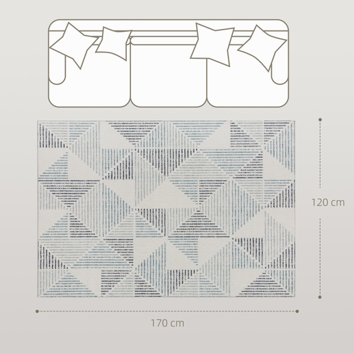HOMCOM Modern Area Rug, Geometric Pattern Non-Slip Washable Rug, Soft Floor Carpet for Living Room, Bedroom, Dining Room, Home Office, 170 x 120 cm, Multi-Coloured