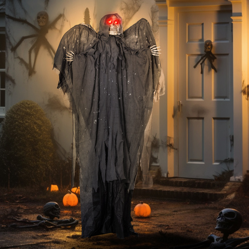 HOMCOM 6.3" Grim Reaper Halloween Animatronic, with Glowing Eyes