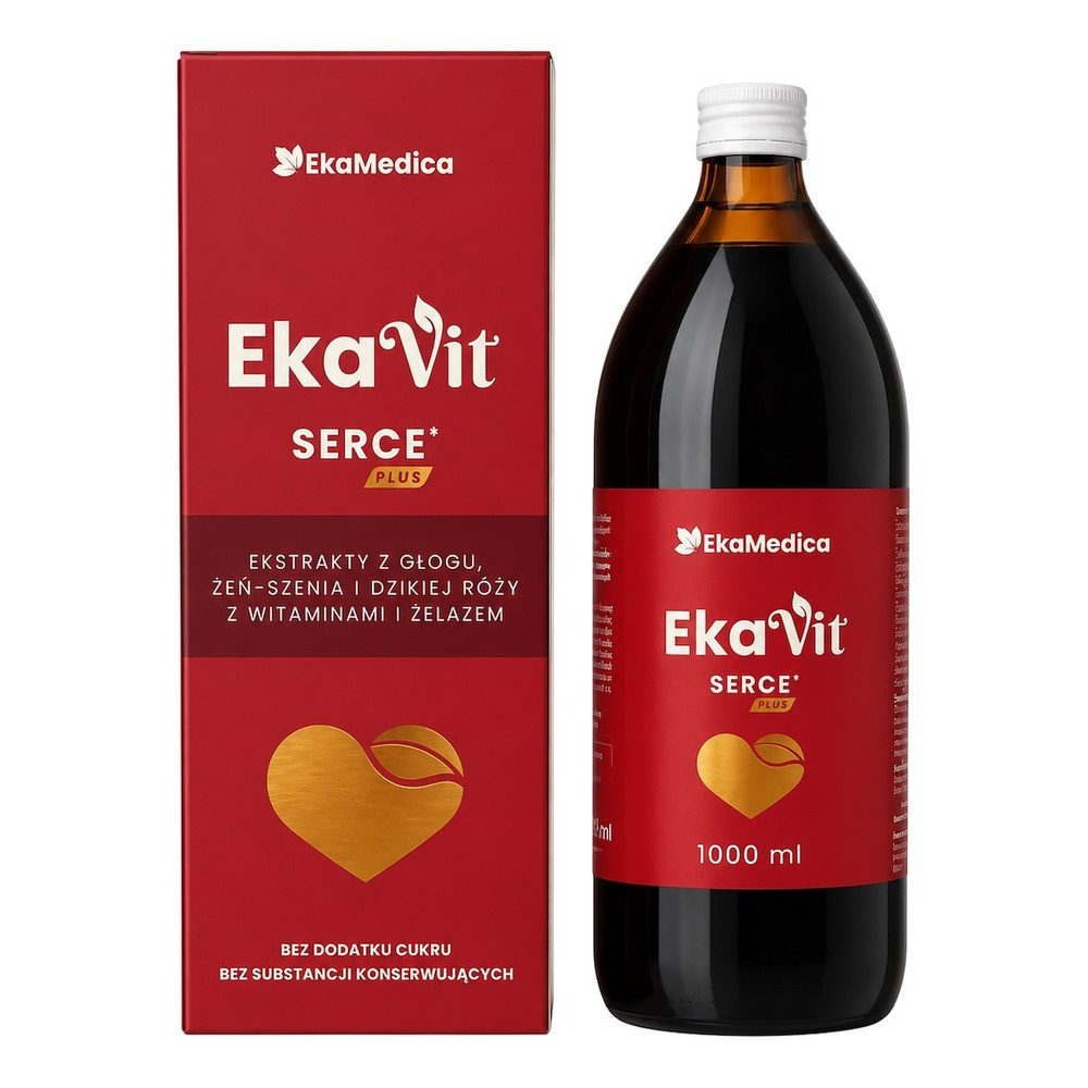EkaMedica Ekavit Serce Plus Tonik Witalny z Ekstraktem z Głogu Żeń- Szenia i Dzikiej Róży 1000ml