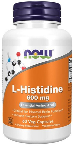NOW Foods L-Histydyna 600mg Na Odporność i Funkcje Mózgu 60 Kapsułek
