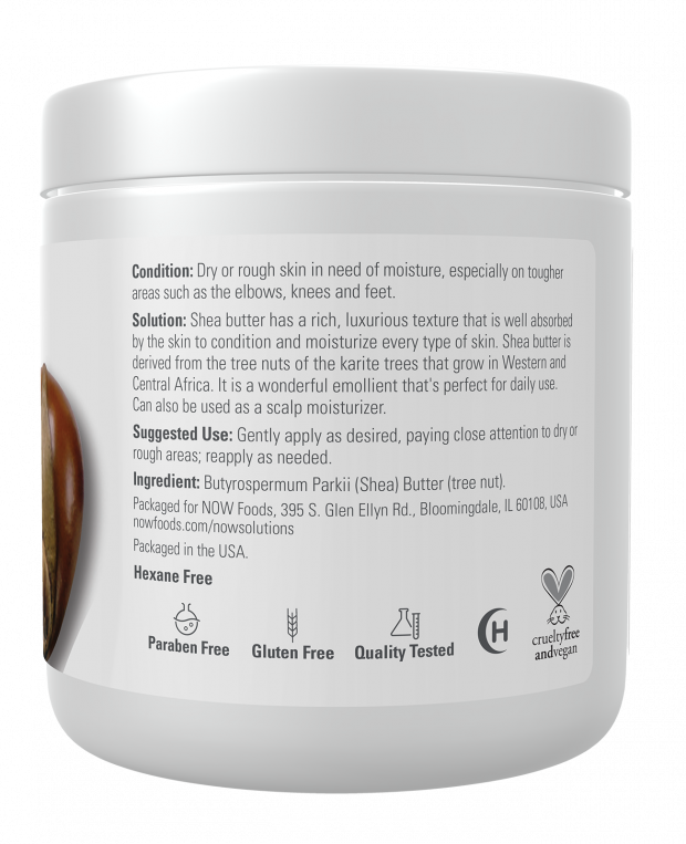 Now Foods Solutions Moisturizing Shea Butter 100% Natural for Dry Rough Skin 207ml