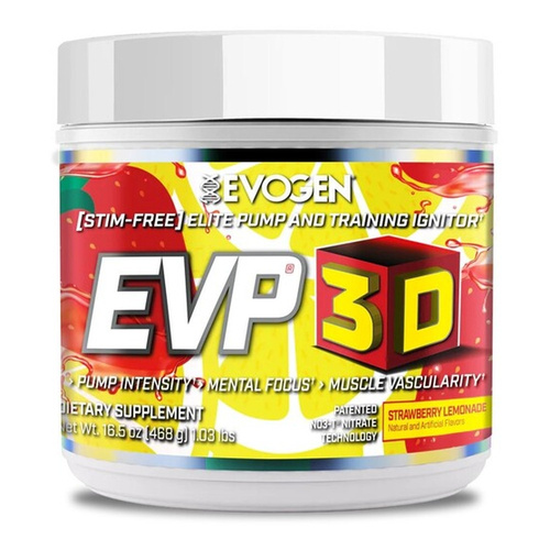 Evogen EVP 3D Truskawka Lemoniada Przedtreningówka Bez Stymulantów na Pompę i Skupienie 468g