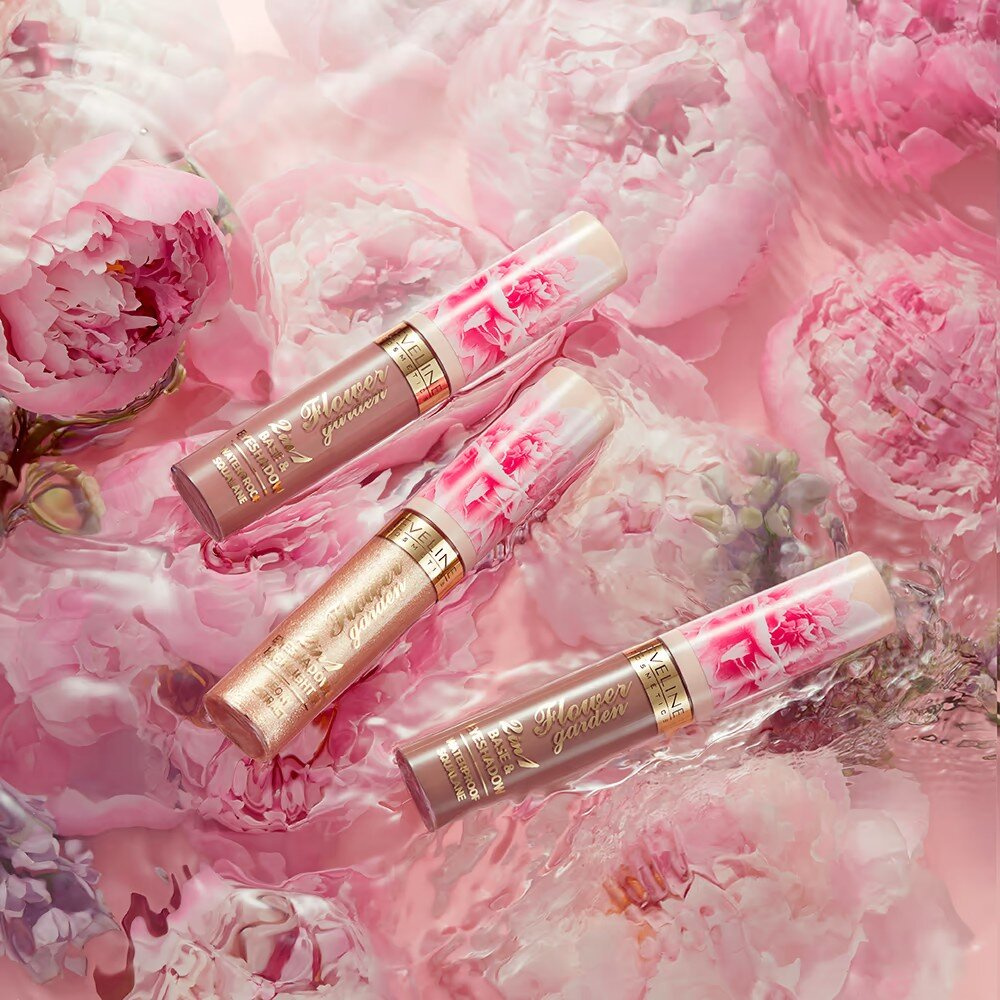 Eveline Flower Garden Base & Eyeshadow Waterproof Liquid Shadows 2in1 No.2 6.5ml