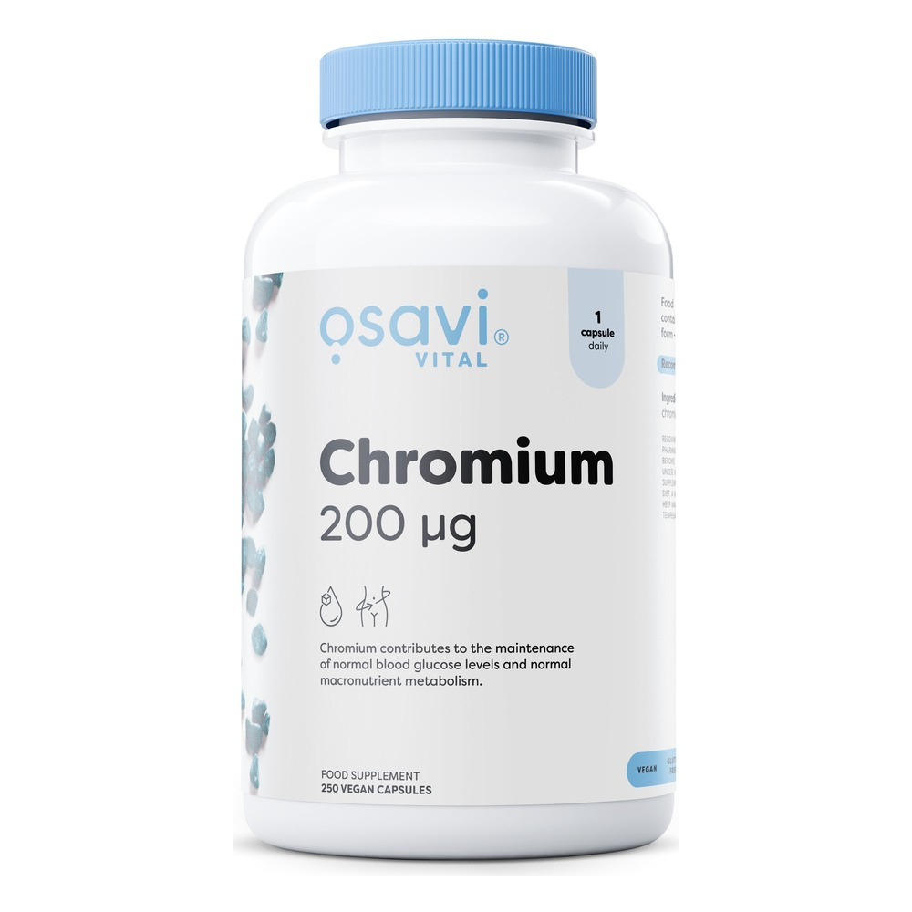 Osavi Chrom 200mcg na Wsparcie Prawidłowego Poziomu Cukru we Krwi 250 Wegańskich Kapsułek