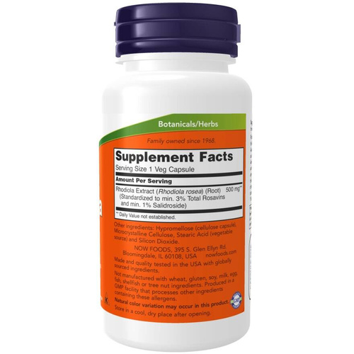 Now Foods Rhodiola 500mg Rhodiola Rosea Supports Nervous System Relieves Anxiety & Insomnia 60 Capsules