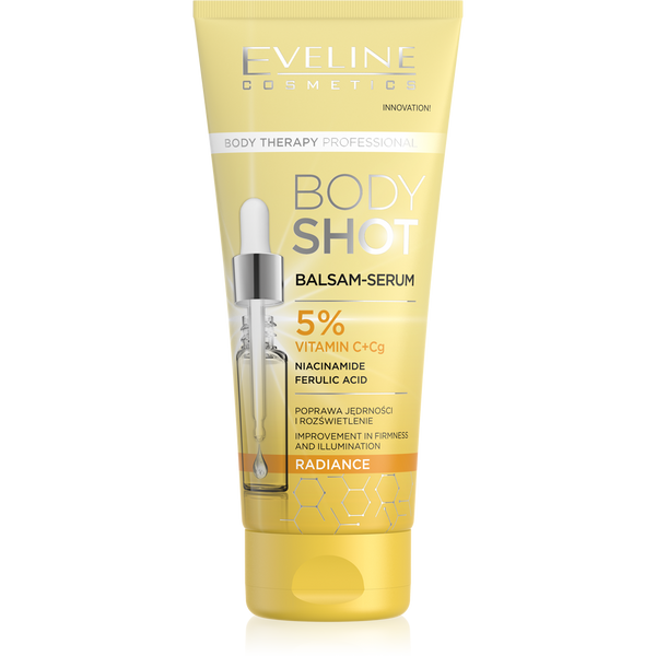 Eveline Therapy Professional Body Shot Rozświetlający Balsam-Serum 5% Kompleks Witamin C i Cg na Dzień i na Noc 200ml