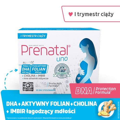 Prenatal Uno + DHA I Trymestr Ciąży 30 + 30 Kapsułek