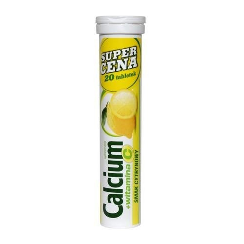 Calcium + Witamina C Tabletki Musujące Smak Cytrynowy 20szt