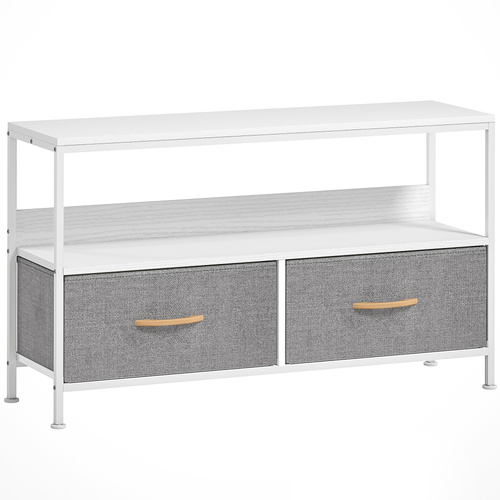 HOMCOM TV Stand Cabinet with 2 Foldable Drawers - White