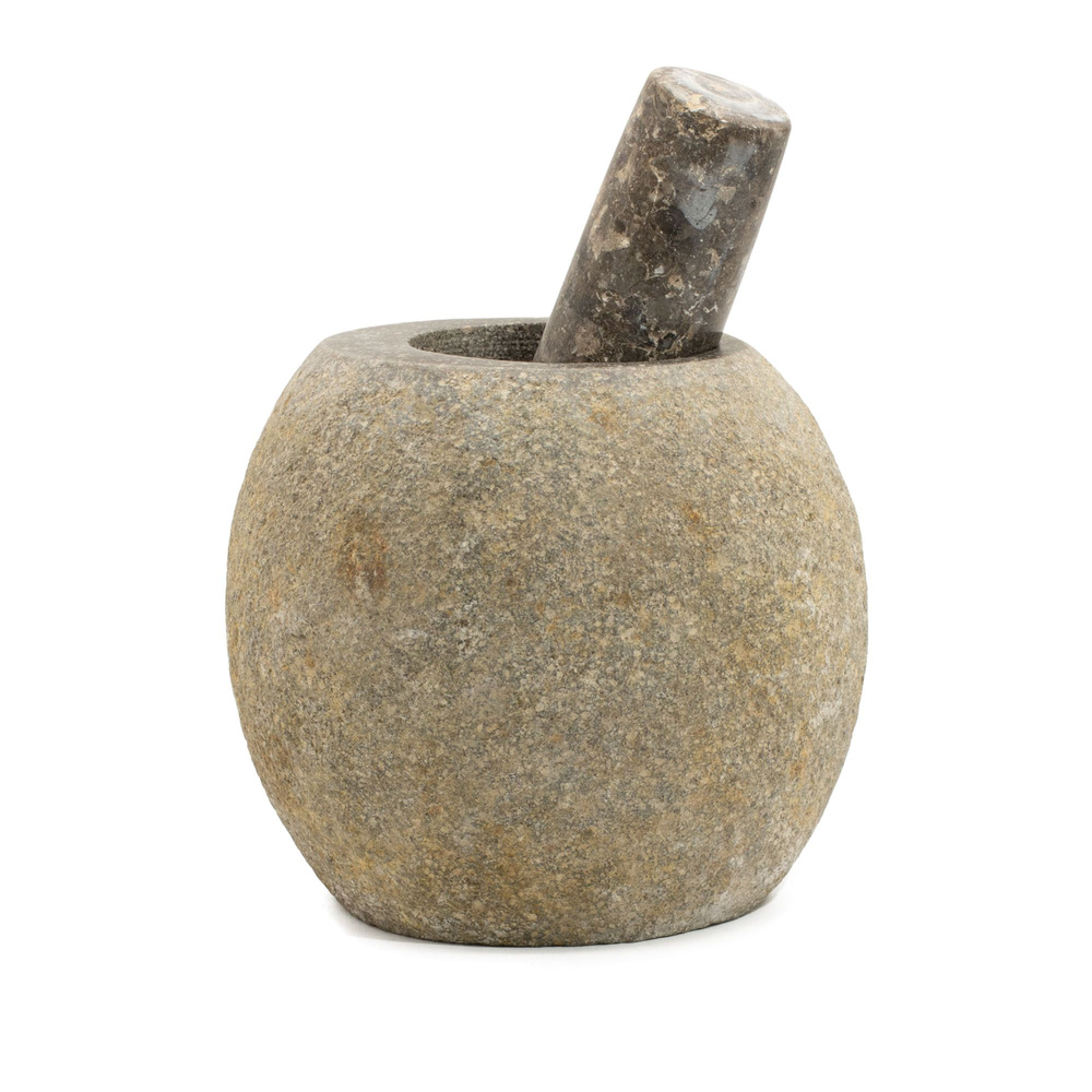 Natural Riverstone Decorative Pestle & Mortar- Large (aprox 15x12cm)