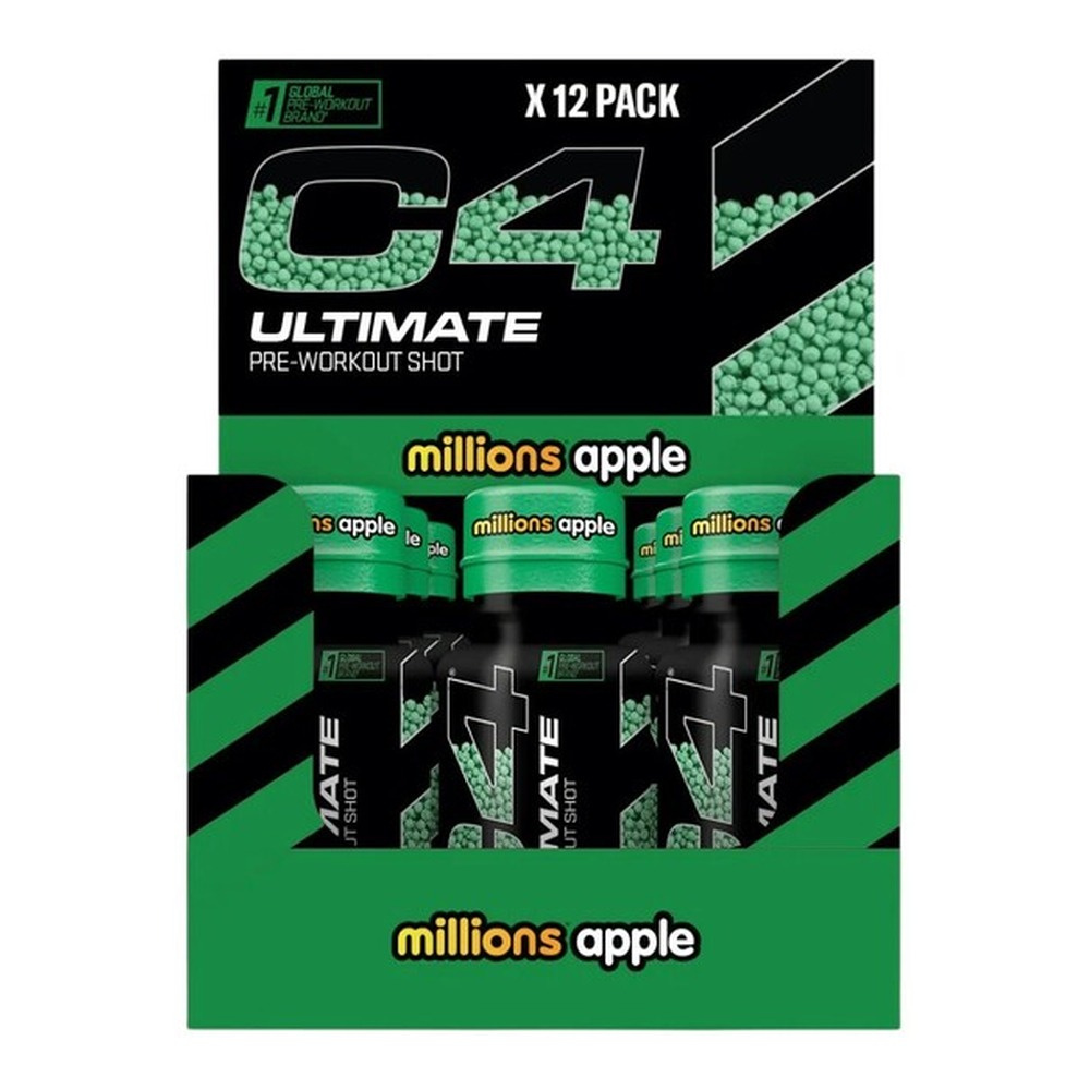 C4 Ultimate Pre-Workout Shot, Millions Apple - 12 x 60 ml.