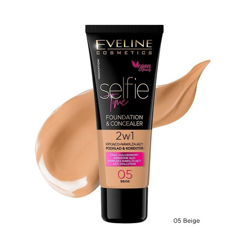 Eveline Selfie Time Kryjący Nawilżający Podkład Korektor 2w1 Nr 05 Beige 30ml