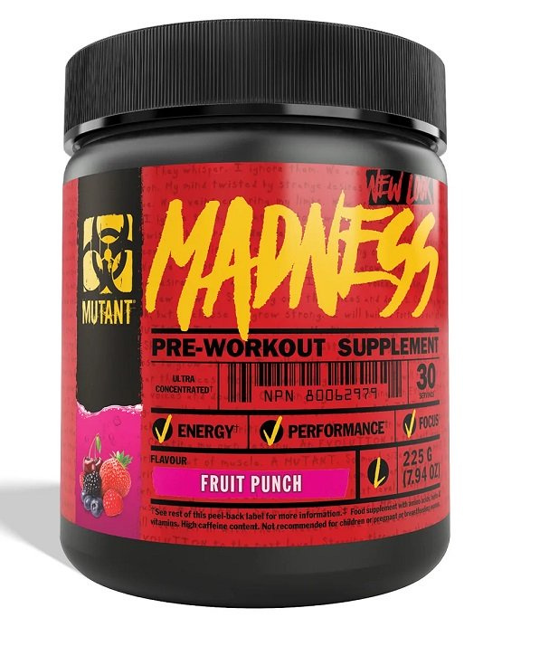 Mutant Madness Pre-Workout Supplement Fruit Punch 225g