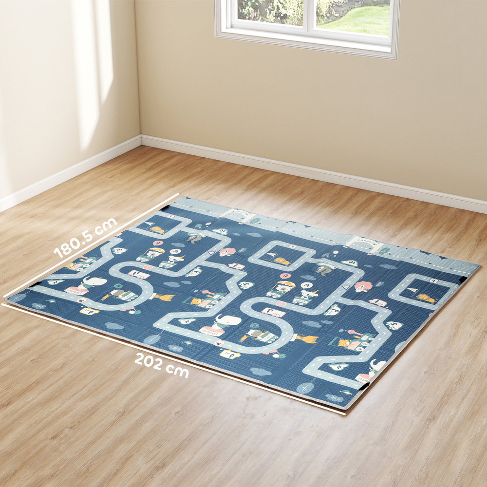 AIYAPLAY Foldable Baby Play Mat, Baby Playpen, Reversible Foam Playmat, Floor Mats for Toddlers, Traffic and Grey Diamond Theme