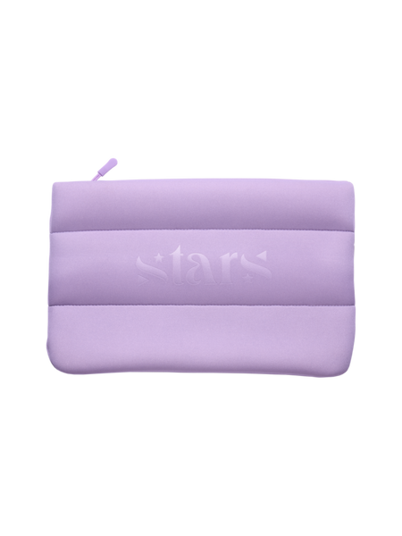 Stars Puffy Cosmetic Bag Purple