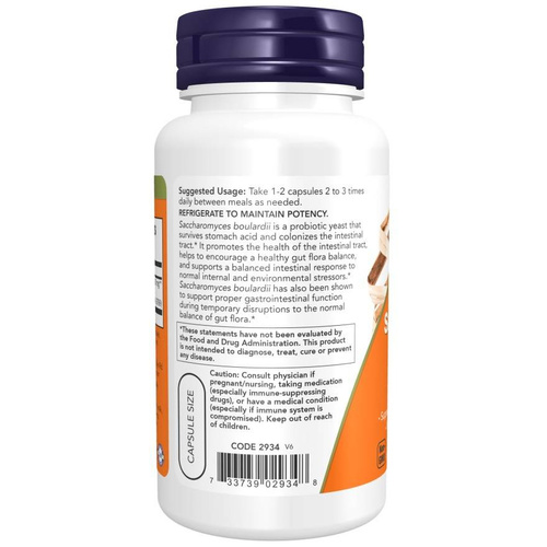 Now Foods Saccharomyces Boulardii Wspiera Układ Pokarmowy 60 Kapsułek
