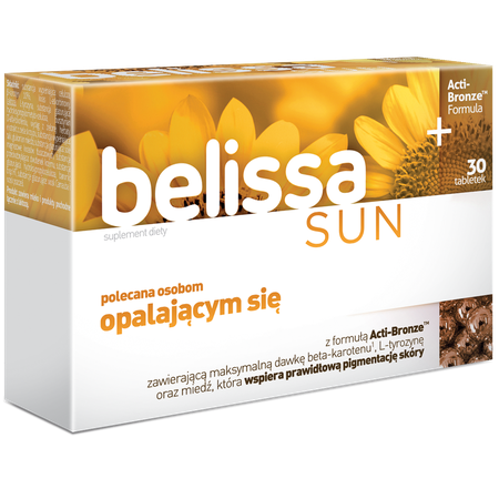 Belissa Sun 30 Drażetek Mocniejsza Opalenizna Ochrona przed Promieniowaniem UV 30 Tabletek