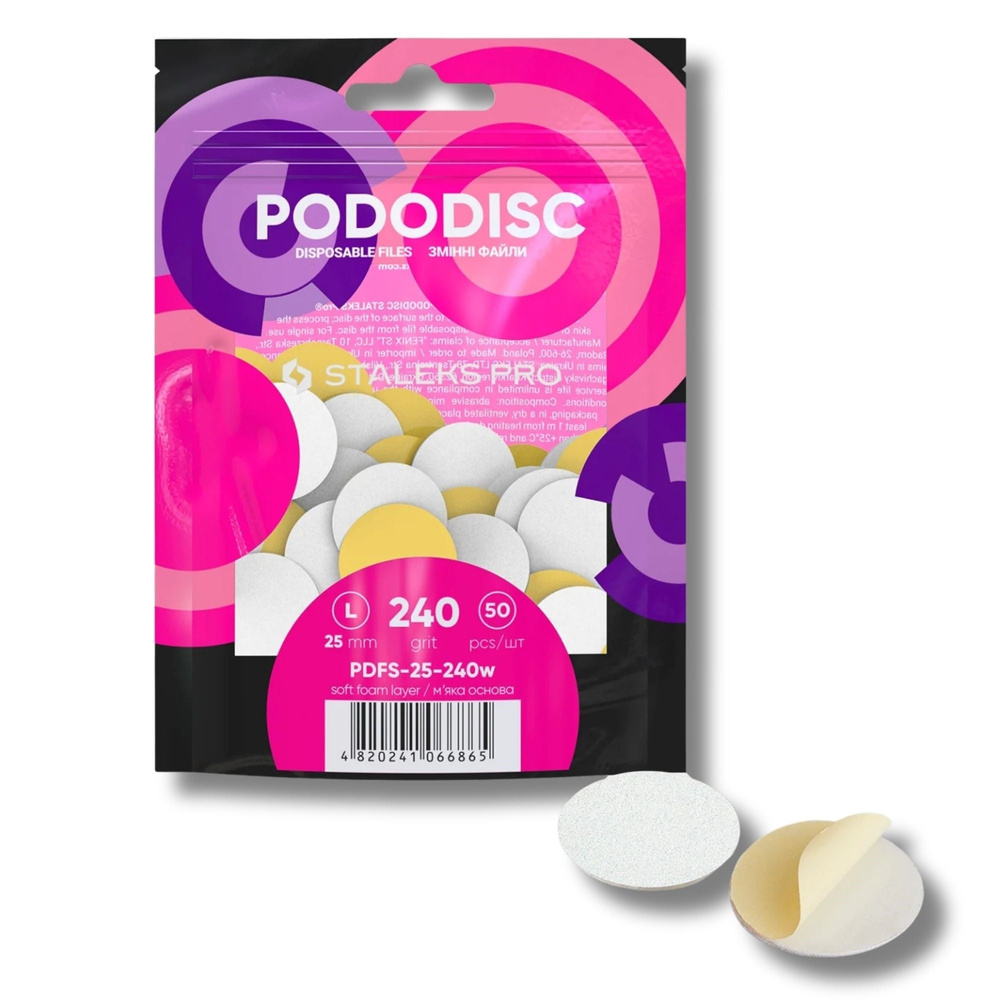 Staleks Pro Wymienne Pilniki Białe na Miękkiej Bazie do Dysku do Pedicure PODODISC L EXPERT 50 Sztuk